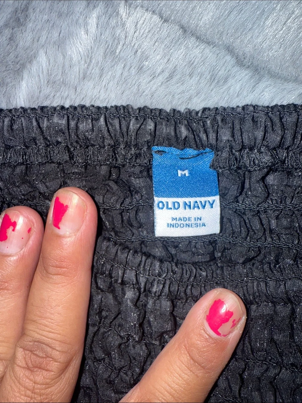 Old Navy Black Smocked Off-Shoulder Puff Sleeve Top